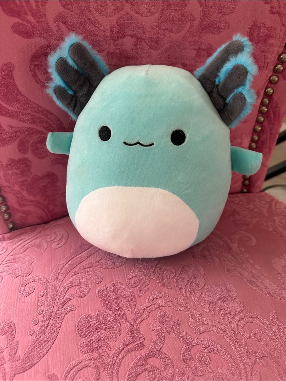 Swishmellow Mint Blue Axolotl Plush with White Belly